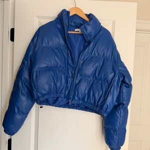 Olivaceous Royal Blue Women's Puffer Jacket